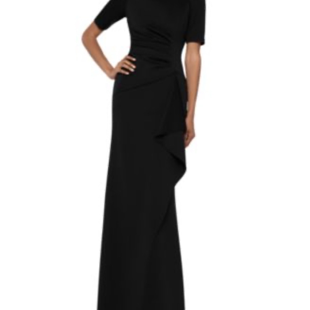NWOT Xscape Black Short Scuba Sleeve Gown